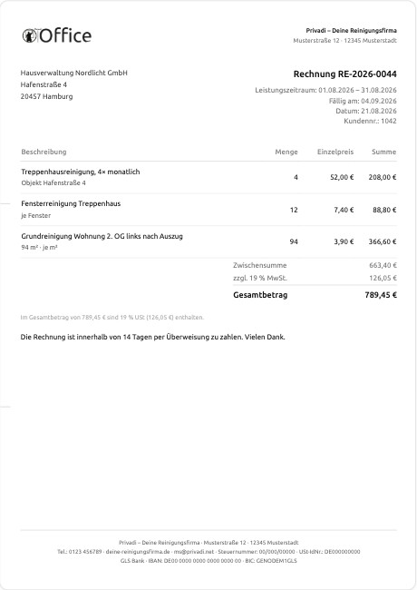 Rechnungsstil Klar