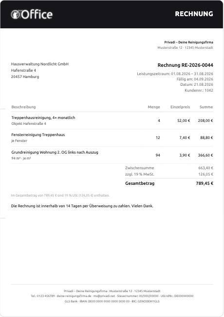 Rechnungsstil Dunkler Kopf